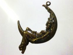 画像2: 36mm月の女神　ブラスチャーム（ヴィンテージ加工）