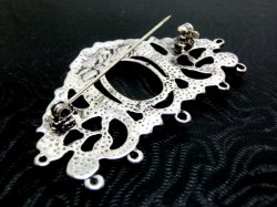画像2: 18×13mm:ヴィンテージスタイル　ネックレストップ セッティング ブローチ （SV）