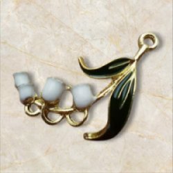 画像1: 33×18mm:エナメル鈴蘭チャームコネクター