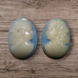 ＜左右＞18×13mm:ヴィンテージレディカメオ（ブルー）