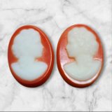 ＜左右＞18×13mm:ヴィンテージレディカメオ（カーネリアン）