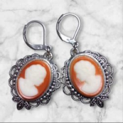 画像5: ＜左右＞18×13mm:ヴィンテージレディカメオ（カーネリアン）