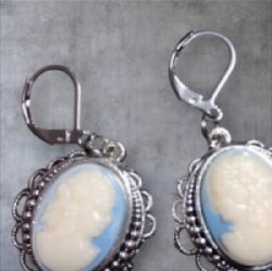 画像3: ＜左右＞18×13mm:ヴィンテージレディカメオ（ブルー）