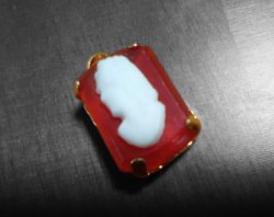 画像4: 14×10mm:ヴィンテージレクタングルグラスカメオ（カーネリアン）