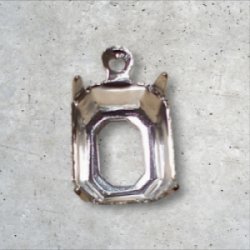 画像1: 10×8mm ブラス製オクタゴン セッティング（シルバーメッキ）