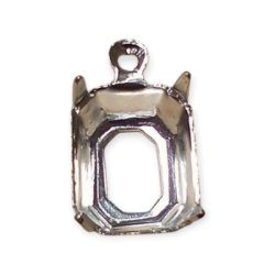 画像3: 10×8mm ブラス製オクタゴン セッティング（シルバーメッキ）
