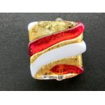 画像:  20×20mm:ベネチアン（ミッソーニ）レッド＆ホワイトストライブ