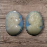 画像: ＜左右＞18×13mm:ヴィンテージレディカメオ（ブルー）