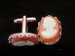 画像4: ＜左右＞18×13mm:ヴィンテージレディカメオ（カーネリアン）