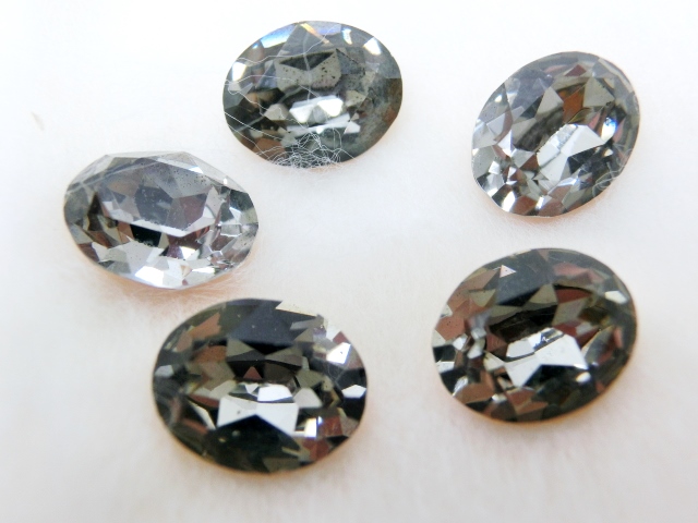 画像4: 10×8mm:  ヴィンテージスワロフスキーArt.276 foiled oval swarovski  Black Diamond