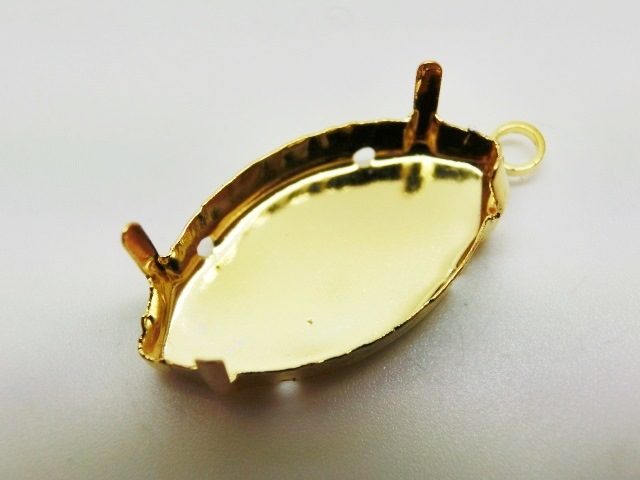 画像1: 24×12mm　４ホール　ブラス製ゴールドプレート　ナベット　セッティング
