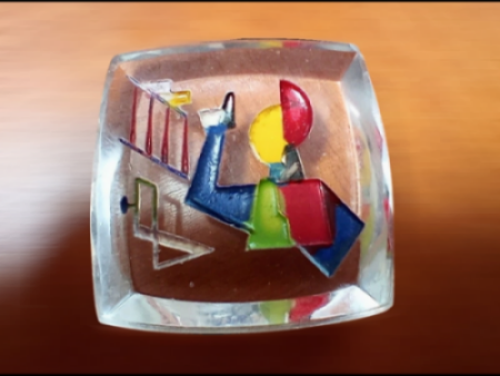 画像3: 22×22ｍmスクエア：ヴィンテージグラスインタリオ　ピカソ