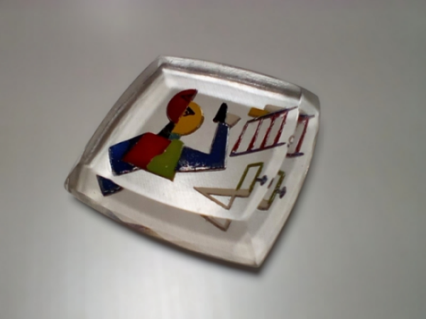 画像4: 22×22ｍmスクエア：ヴィンテージグラスインタリオ　ピカソ