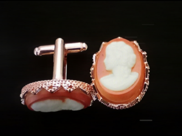 画像4: ＜左右＞18×13mm:ヴィンテージレディカメオ（カーネリアン）