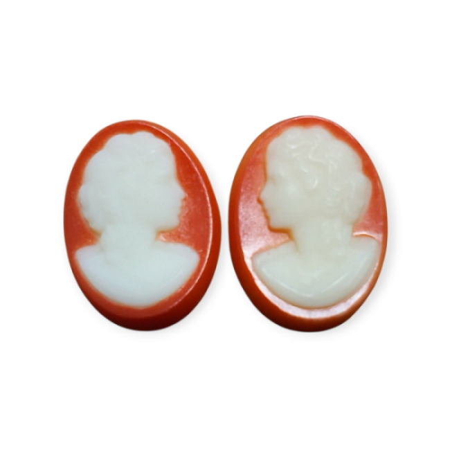 画像3: ＜左右＞18×13mm:ヴィンテージレディカメオ（カーネリアン）