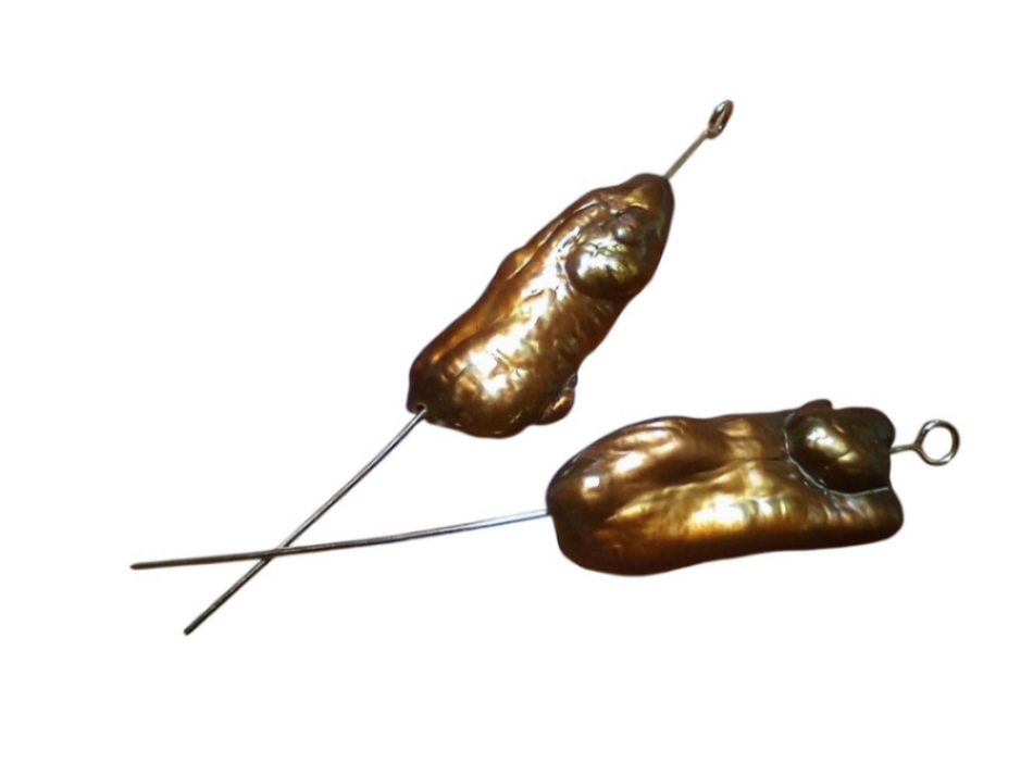 画像1: ＜2個＞＞20~22×7~9mm　淡水琵琶パール（ブラウン）　