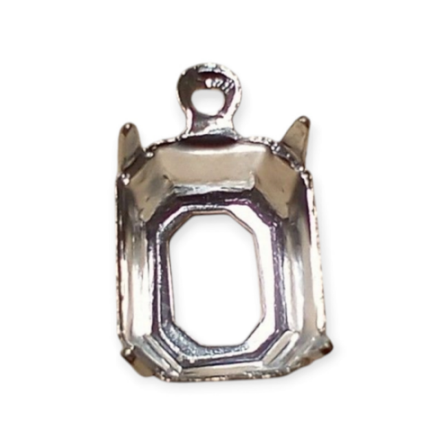 画像3: 10×8mm ブラス製オクタゴン セッティング（シルバーメッキ）